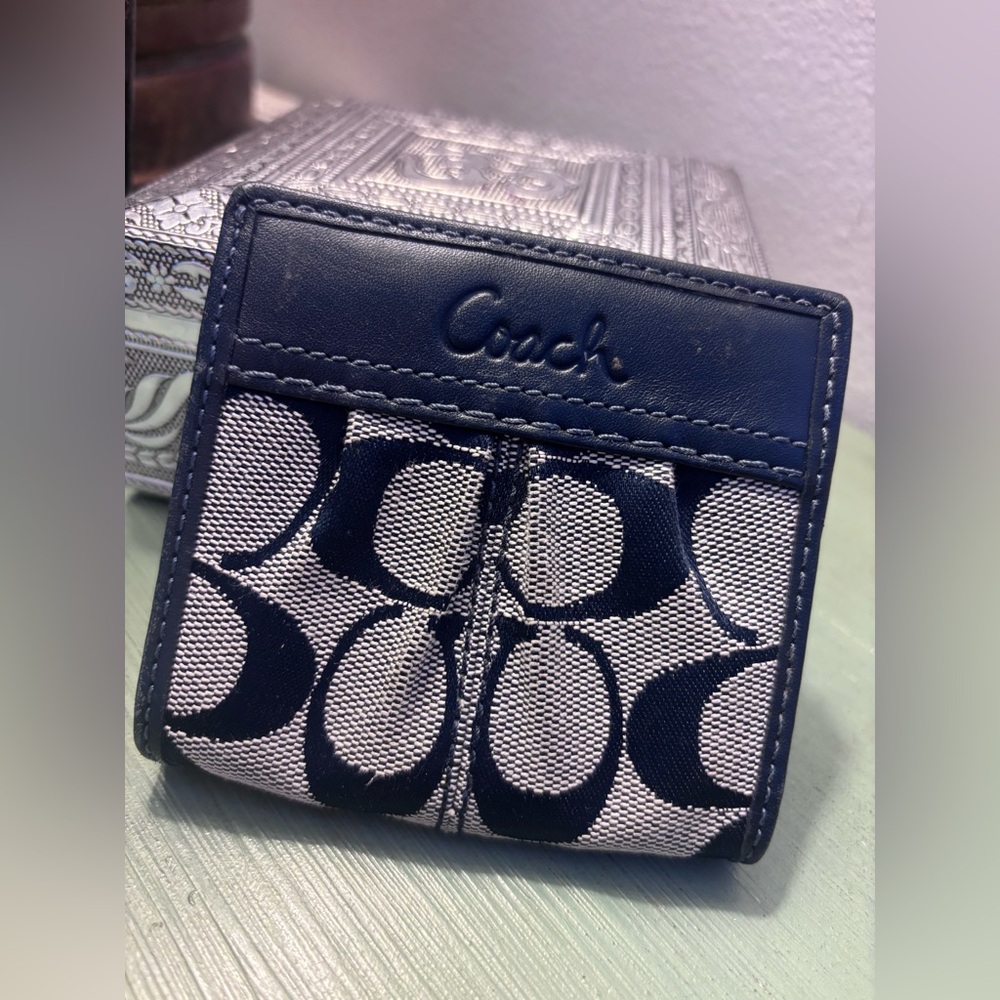 Coach signature Jacquard canvas Wallet💙